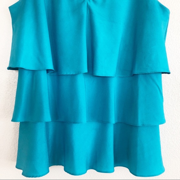 Milano Sleeveless Blue Ruffle Top. Sz Medium - Picture 3 of 7